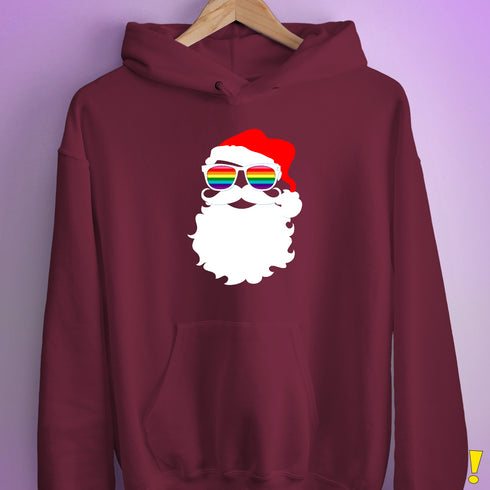 Santa’s Gilbert Baker LGBTQ Pride Flag Shades Hoodie - Maroon
